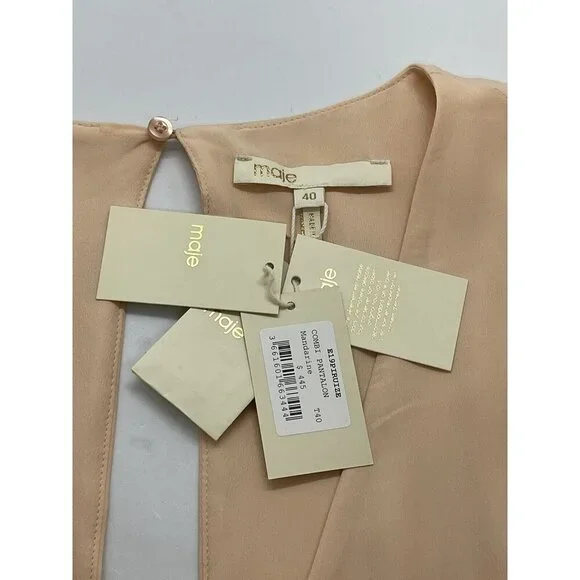 MAJE Piruize Cold-shoulder Crepe And Stretch-twill Jumpsuit In Mandarine Sz 40 - Picture 7 of 9